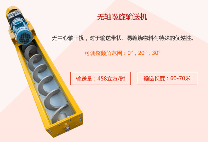 采用無軸設(shè)計(jì)，適合輸送粘性強(qiáng)、易堵塞的物料