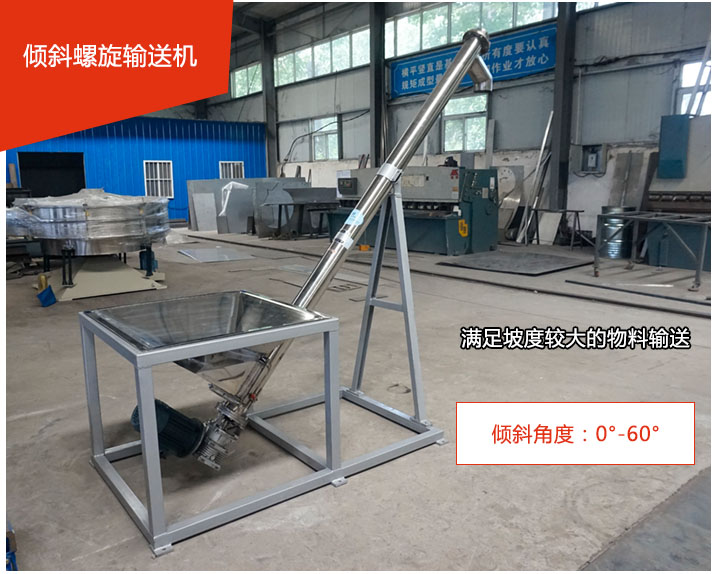 傾斜螺旋輸送機(jī)可用于60°范圍內(nèi)輸送散狀物料、不回流